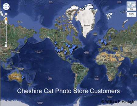 Cheshire Cat Photo Store World Map of Customers