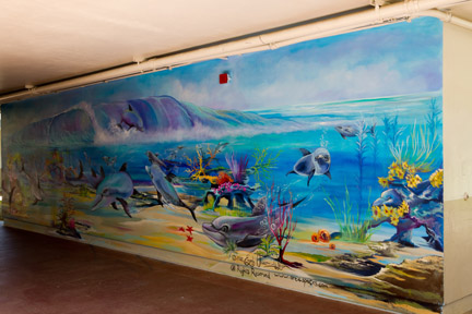 Mural, for East Avenue Middle School Dolphins