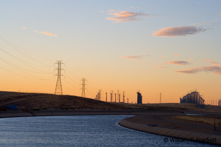 California aqueduct, powerlines, and windmills